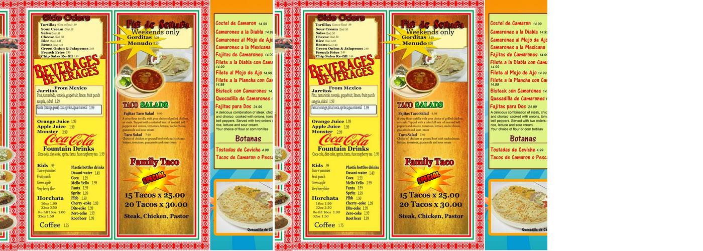 Taqueria Jalisco Menu