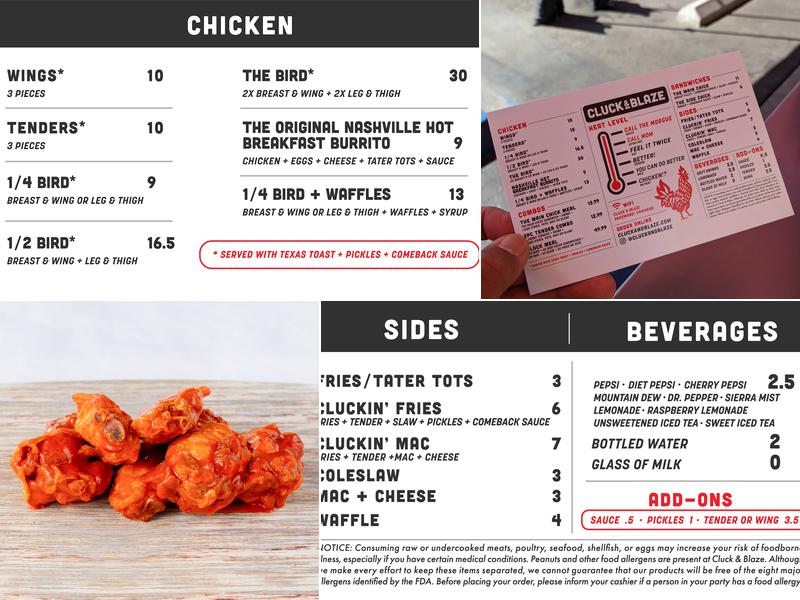 Cluck & Blaze Menu