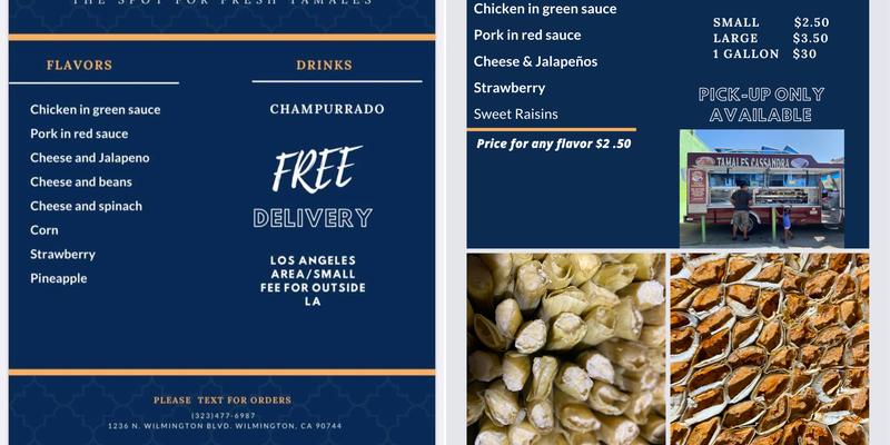 Tamales Cassandra Menu