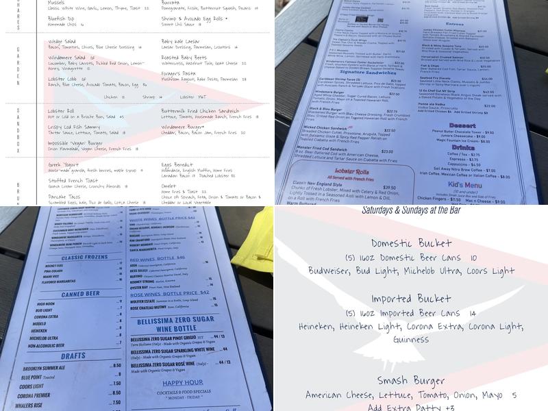 Windamere Menu