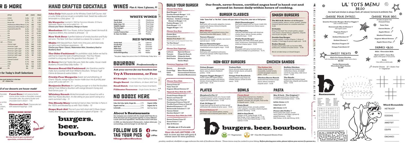 Plan b Springfield Menu