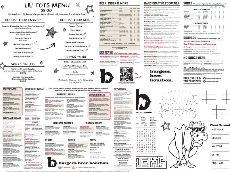 Plan b Springfield Menu