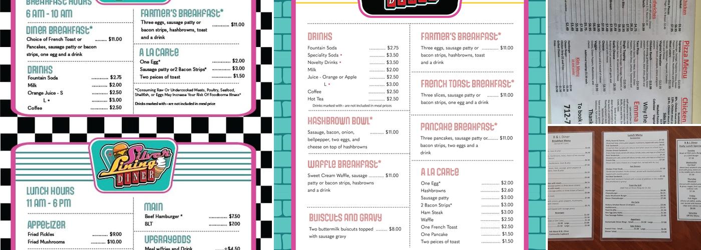 Silver Lining Diner Menu