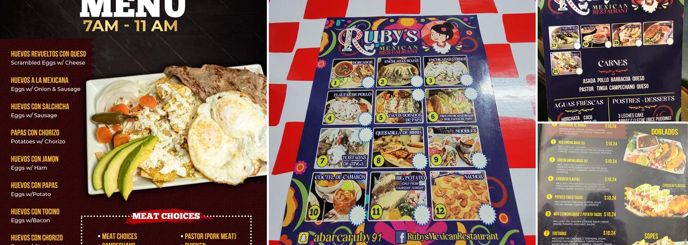 Ruby's Mexican Restaurant Menu