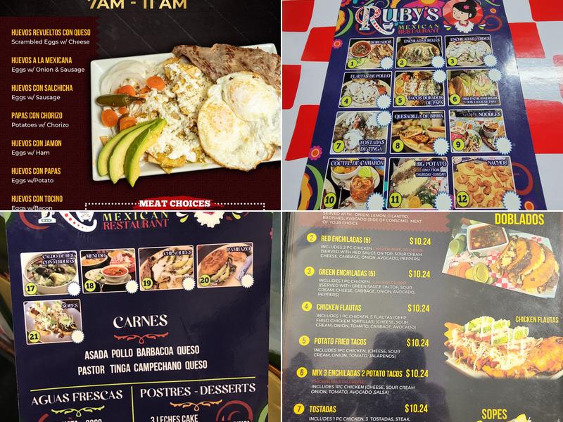 Ruby's Mexican Restaurant Menu