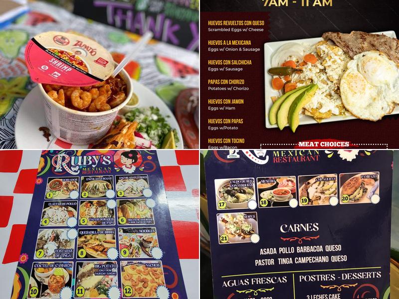 Ruby's Mexican Restaurant Menu