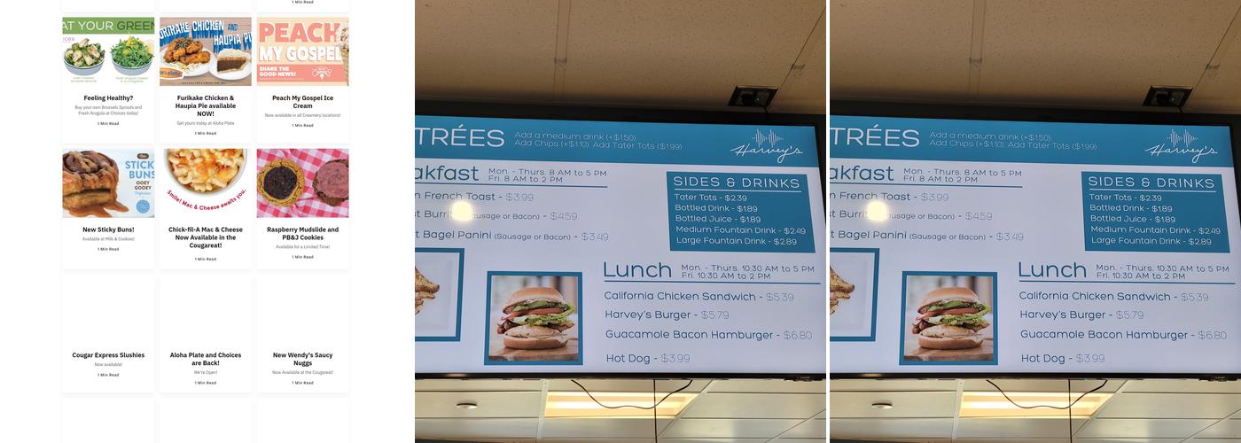 Harvey's Engineering Café Menu