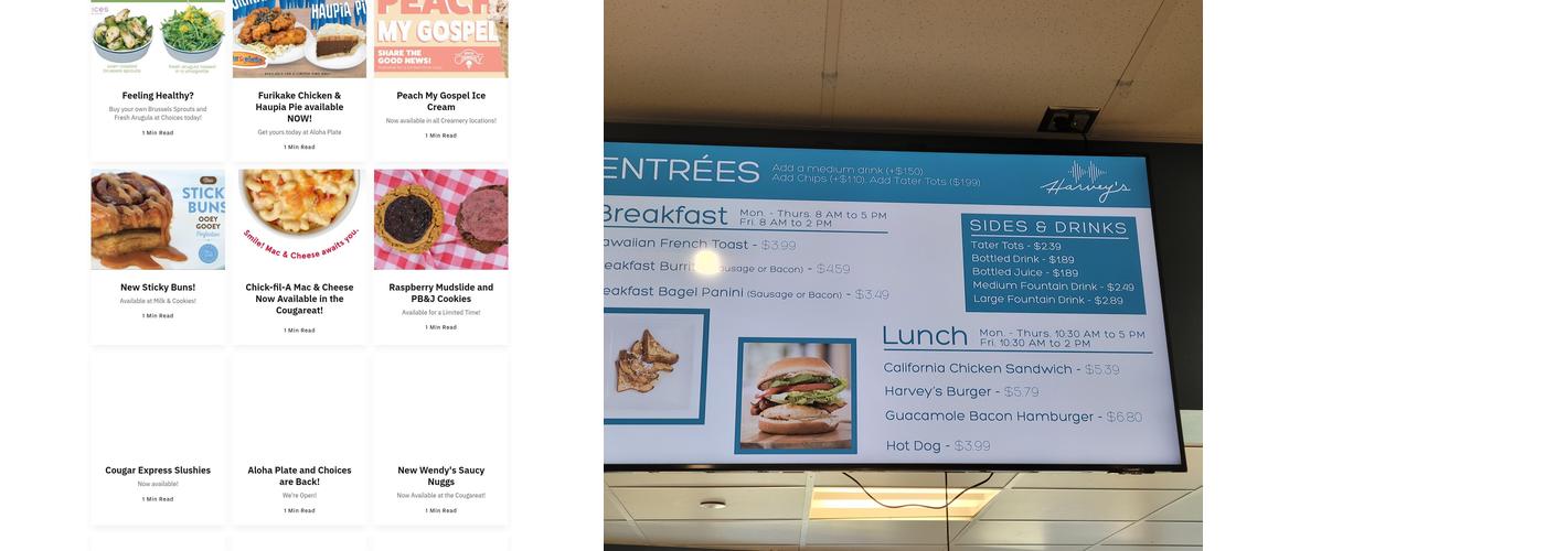 Harvey's Engineering Café Menu