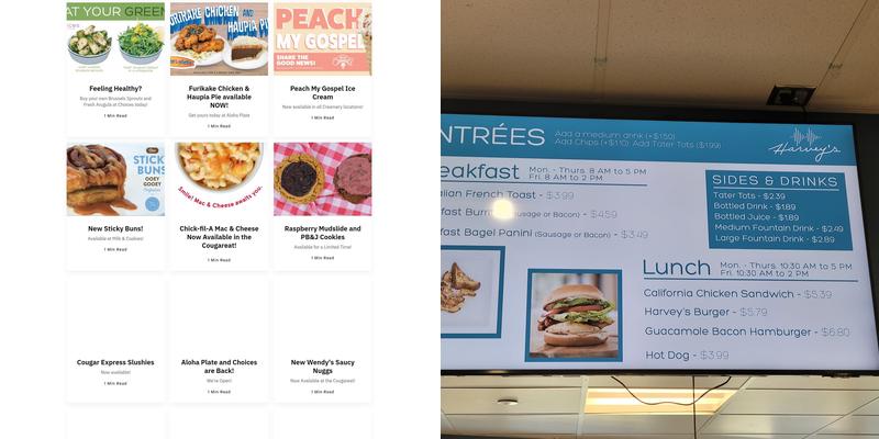 Harvey's Engineering Café Menu