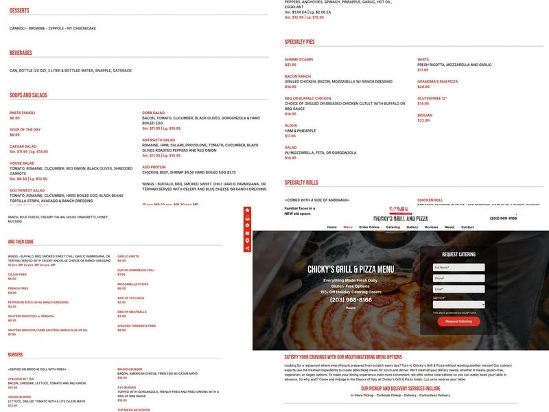 Chicky's Grill & Pizza Menu