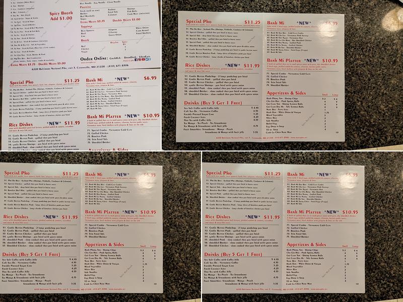 Man vs Pho Menu
