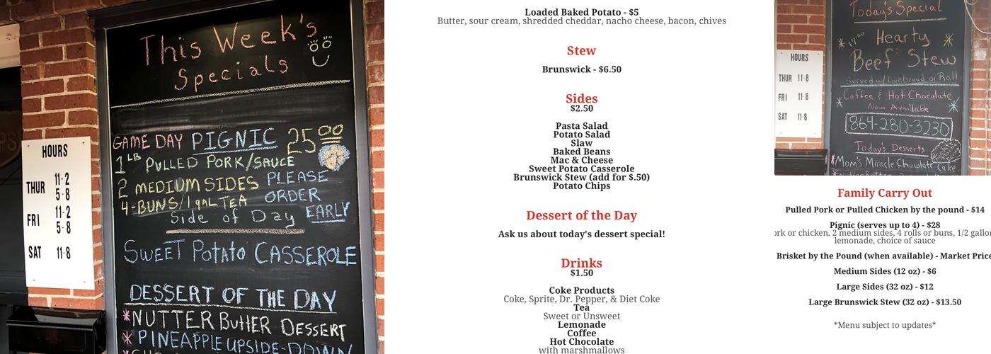 Hogs and Hops Menu