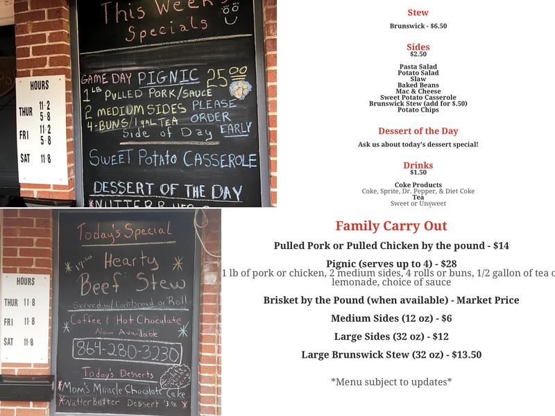 Hogs and Hops Menu