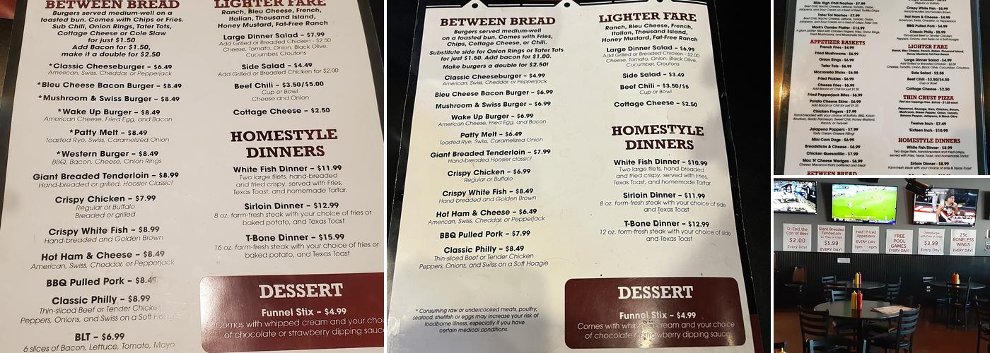 Marks Pub Menu