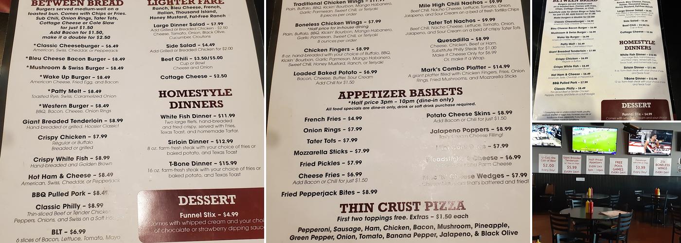 Marks Pub Menu