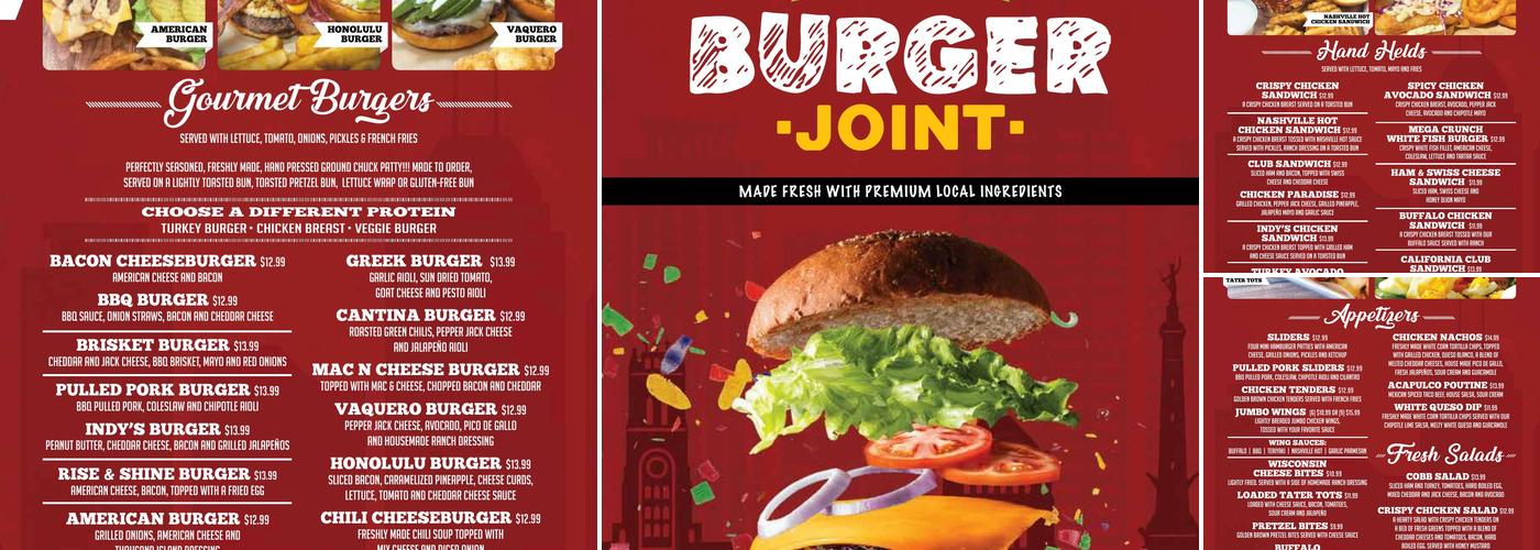 Indy's Burger Joint Menu