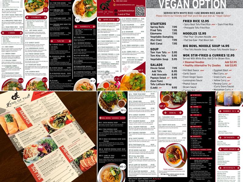 Land of Thai Menu