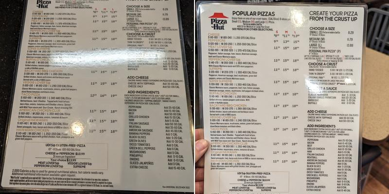 Pizza Hut Menu