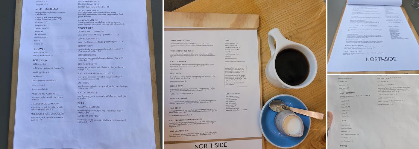 NORTHSIDE espresso + kitchen Menu