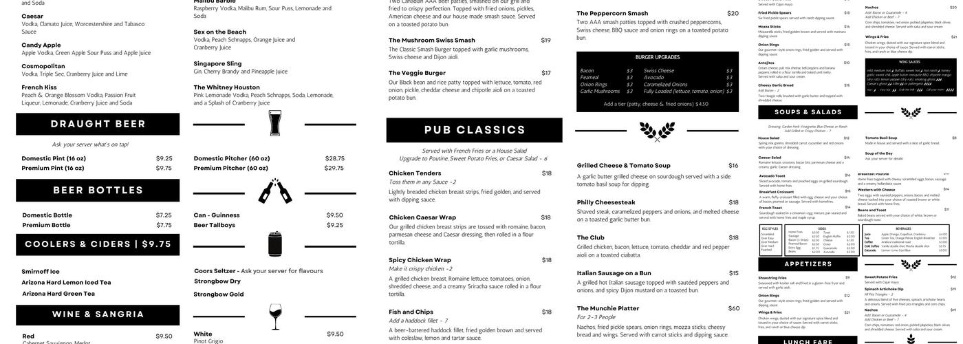 The Brass Pub Menu