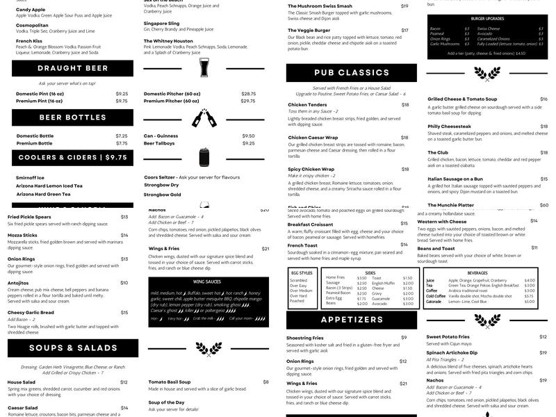 The Brass Pub Menu