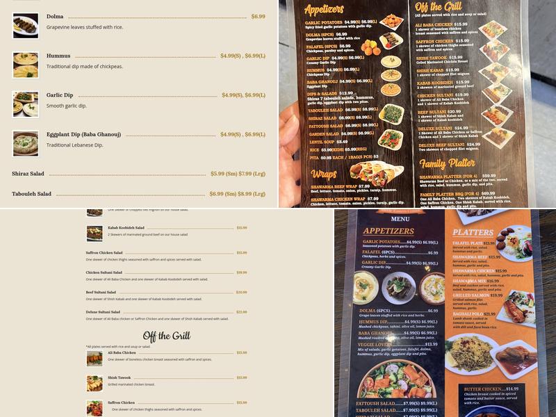 Ali Baba Kabab Menu