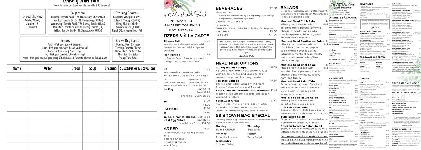 The Little Mustard Seed Tearoom Menu