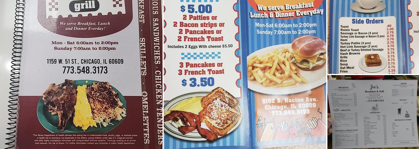 Joe's Grill Menu