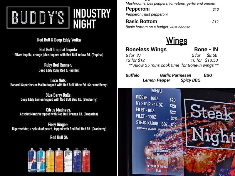 BUDDY'S Houston Menu