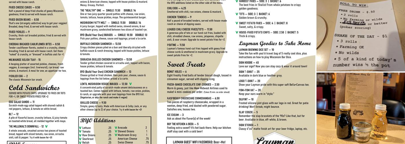 Layman Brewing Menu