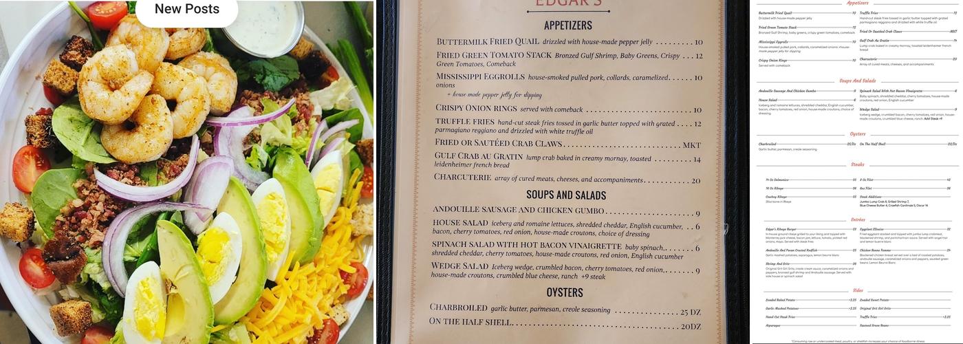 Edgar's Steakhouse Menu
