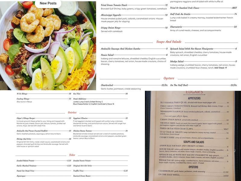 Edgar's Steakhouse Menu
