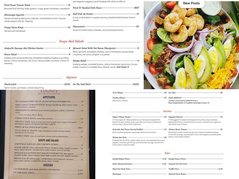 Edgar's Steakhouse Menu