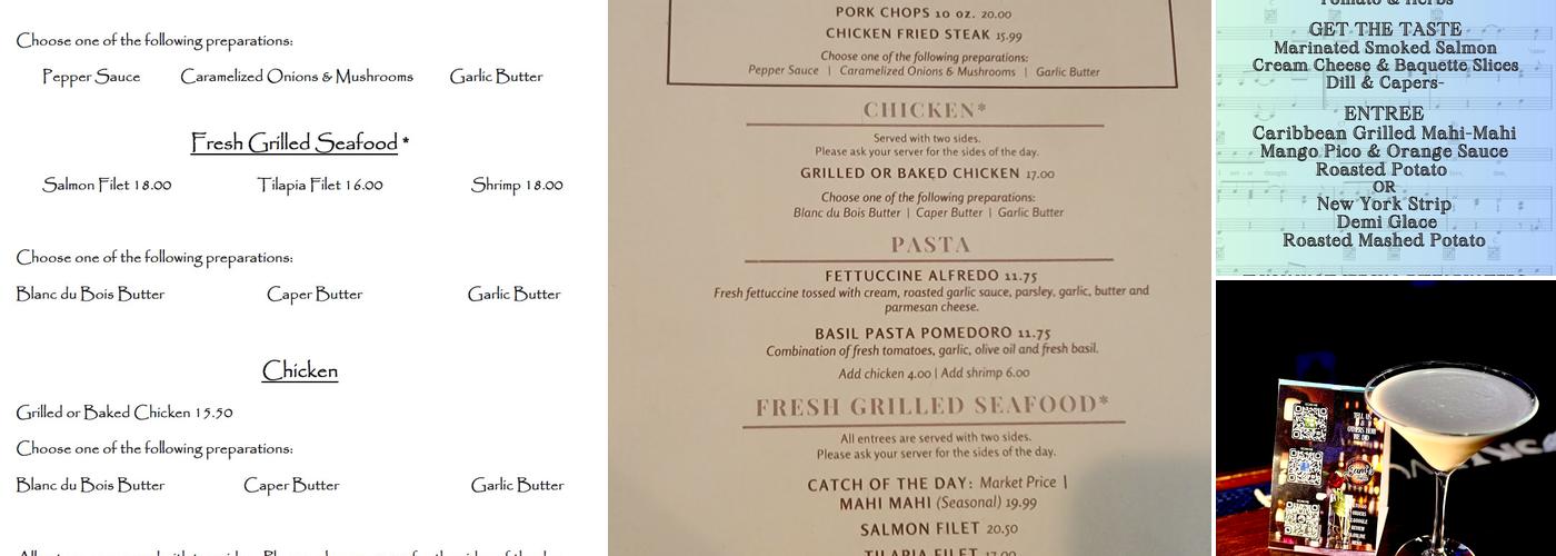 Sam's Table Restaurant and Wine Bar Menu