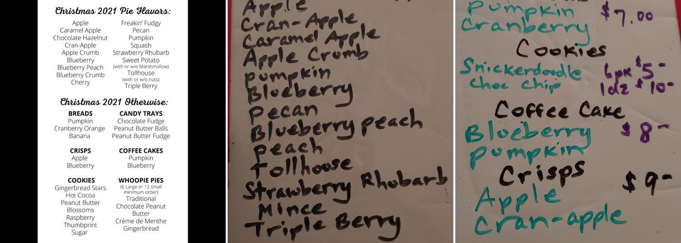 Eileen Blake's Pies Menu