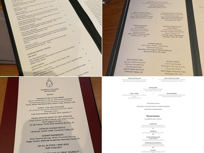 Pluvio restaurant and rooms Menu