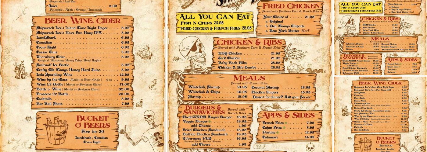 Shipwreck Lee's Menu