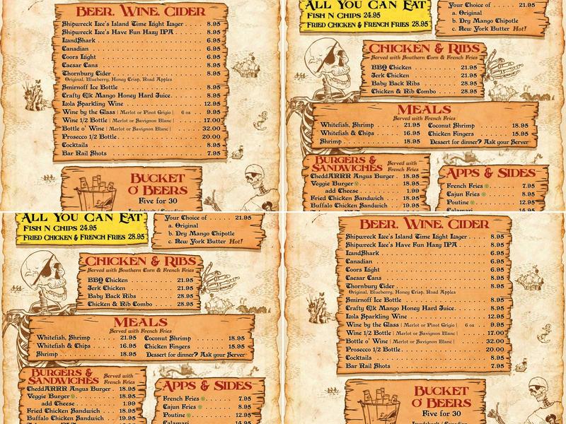 Shipwreck Lee's Menu