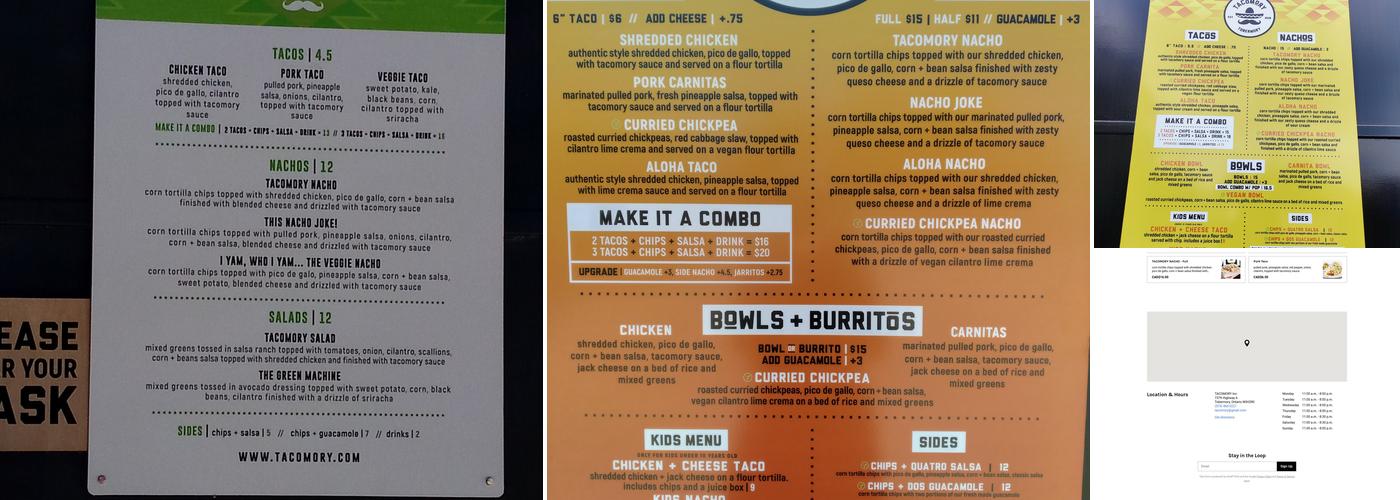 Tacomory Menu