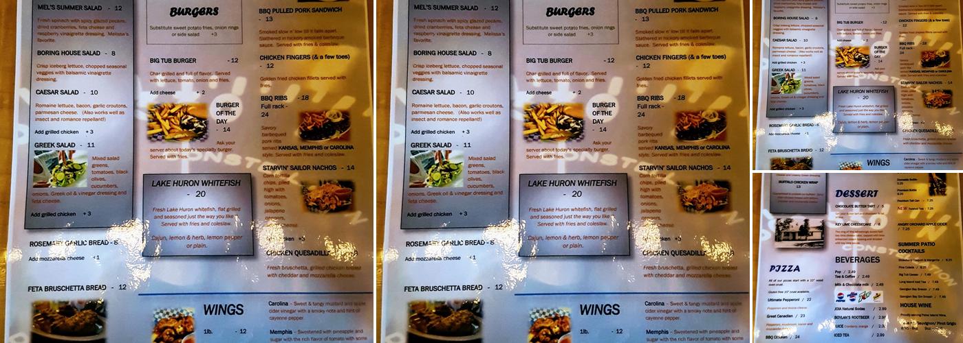 Bootlegger's Cove Pub Menu