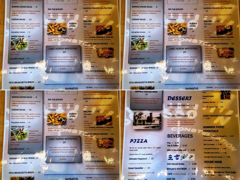 Bootlegger's Cove Pub Menu