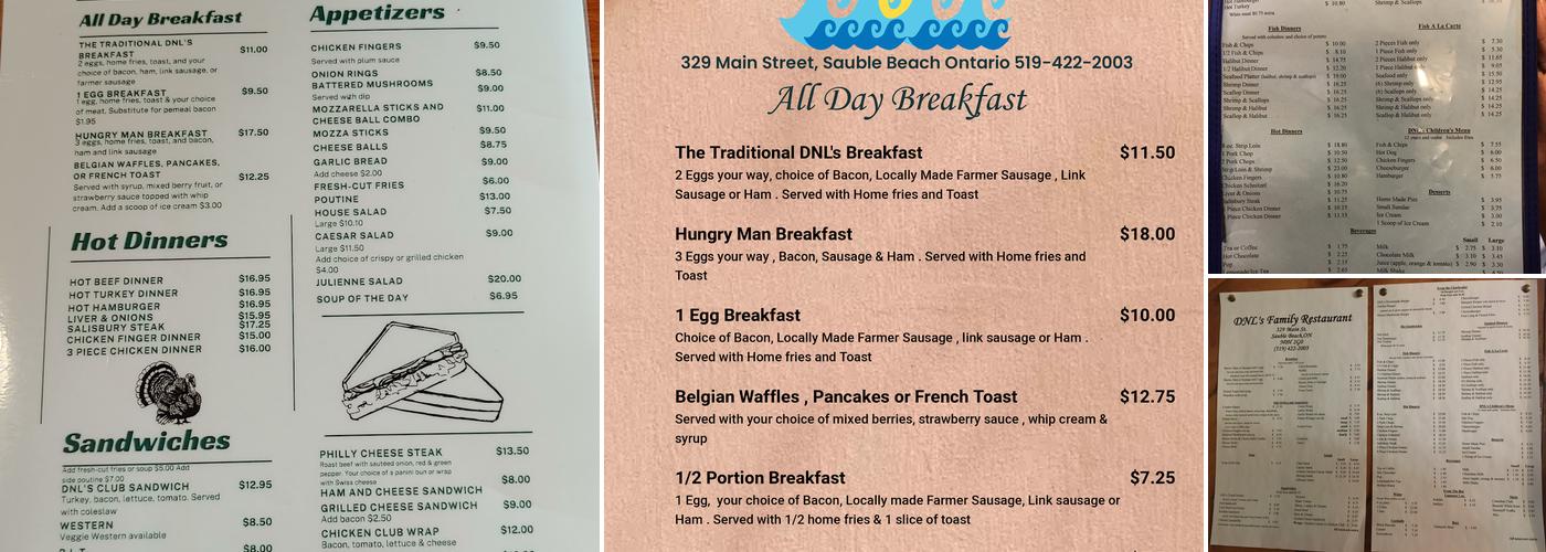 DNL's Restaurant Menu
