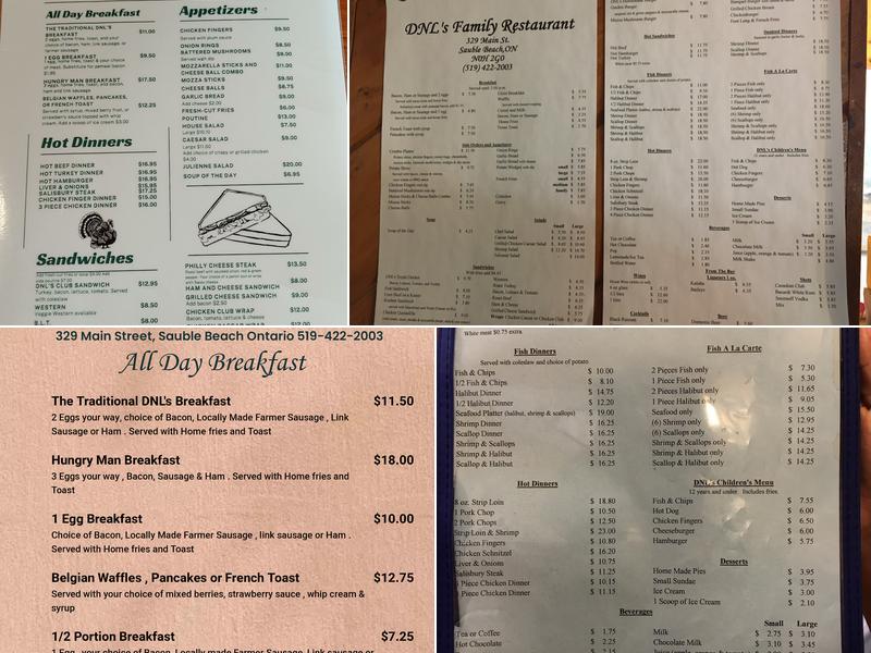 DNL's Restaurant Menu