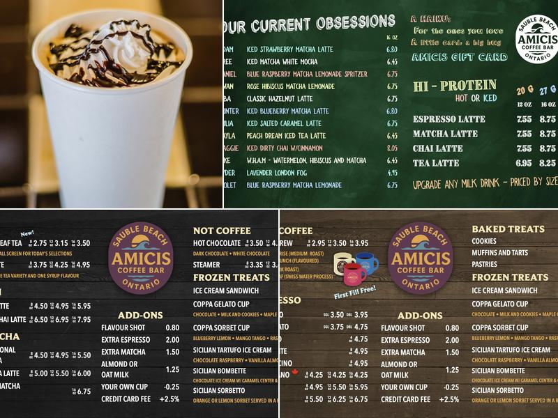 Amicis Coffee Bar Menu