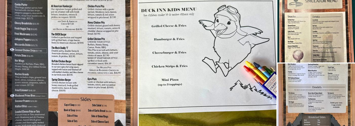 The Duck Inn Bar and Restaurant Menu