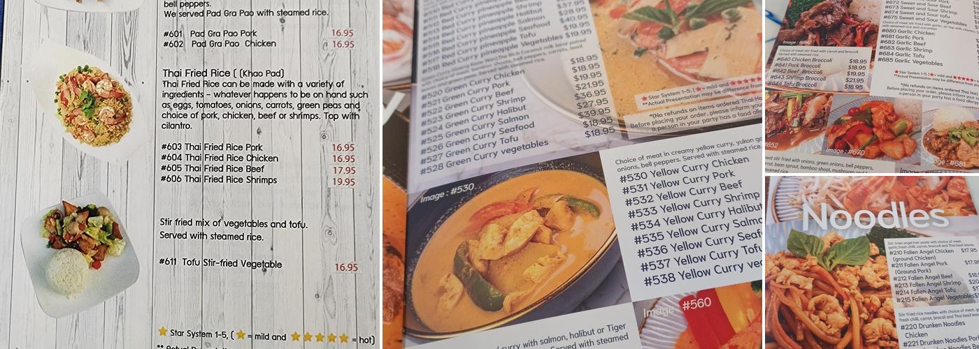 Siam Noodles and Food Menu