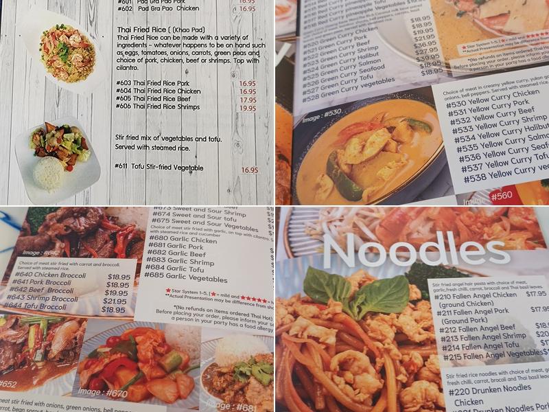 Siam Noodles and Food Menu