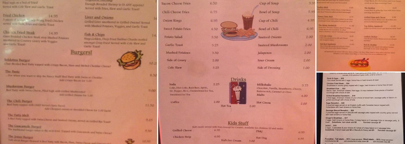Ginger's Restaurant Menu