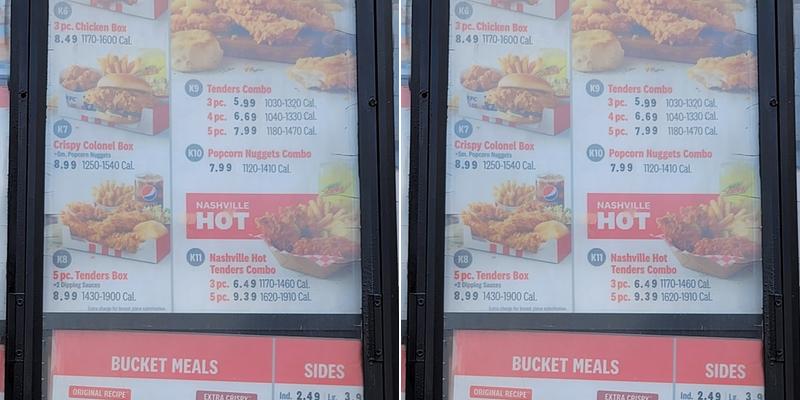 KFC Menu