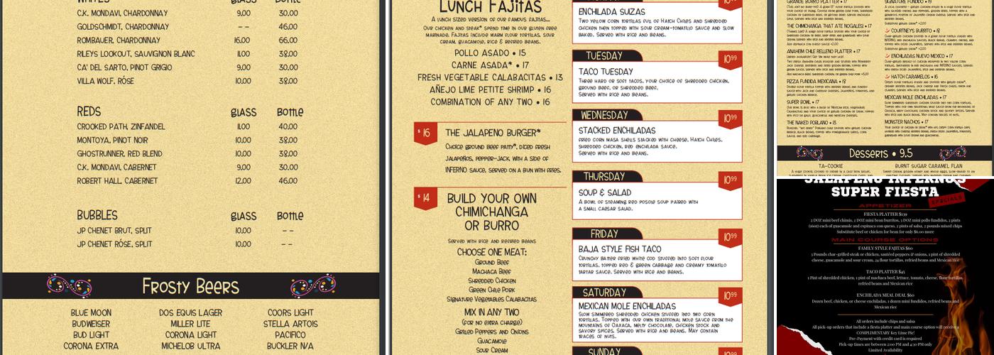 Jalapeño Inferno - Park West Menu